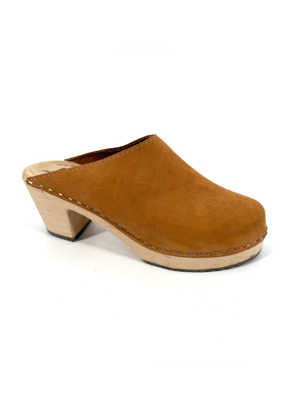 Lotta From Stockholm Clogs Caramel Brown Leather Wood Sole Womens 39 US 8.5